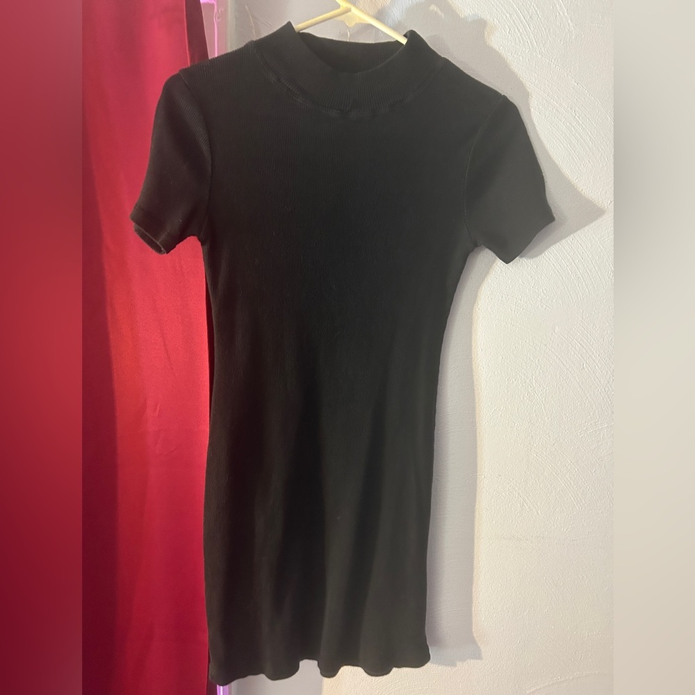 Brandy Melville black mock neck mini dress. One size fits all. Ribbed.